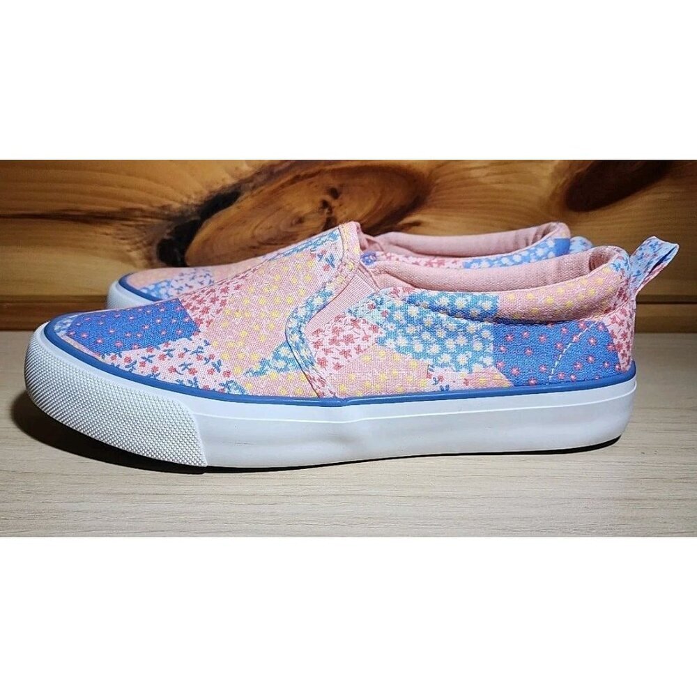 Lily & Dan Girls' Slip-On Canvas Shoes-Patchwork Pastel Floral-Size 2-NEW in Box - Picture 9 of 11